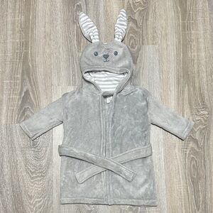 Cute Gray Bunny Hooded Robe for Kids